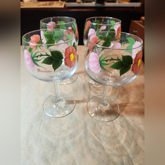 Franciscan Desert Rose RedWine/Margarita/Desert Glasses/Goblets Set Of 4 - Picture 3 of 4